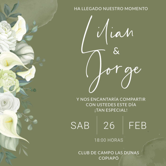 Modelo Lilianne | Invitación digital de bodas para Whatsapp