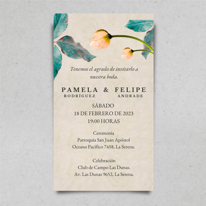 Pammela | Invitación de bodas para editar online