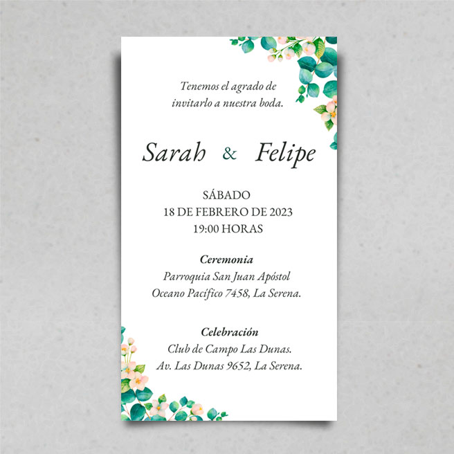 Sarah | Invitación de bodas para editar online